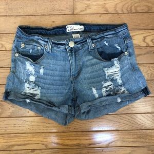 Ripped jean shorts